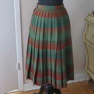 Vintage Plaid Reversible Pleated Skirt c 1950s